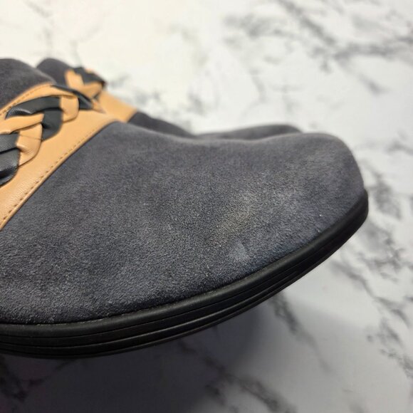 Spenco Woman's 10D "Iron Gate" Blue Gray Suede Braided Detail Topanga Clog - Picture 10 of 10